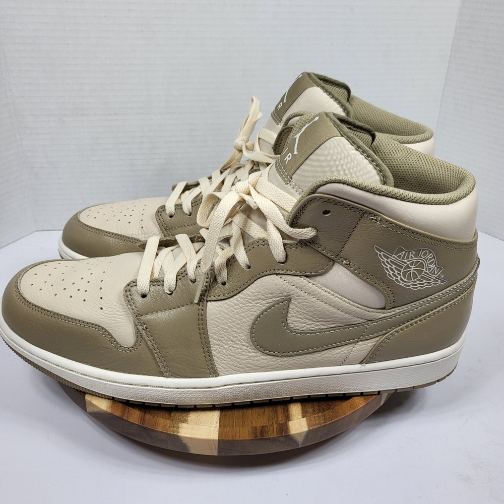 Nike Jordan Men's Air Jordan 1 Mid Legend Brown Khaki Phantom Sneakers Size 14